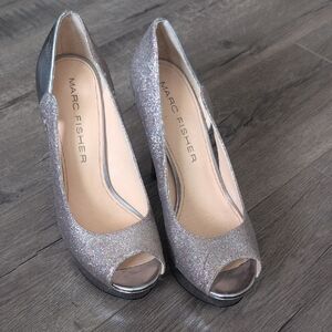 Marc Fisher Glitter Peep Toe Heels